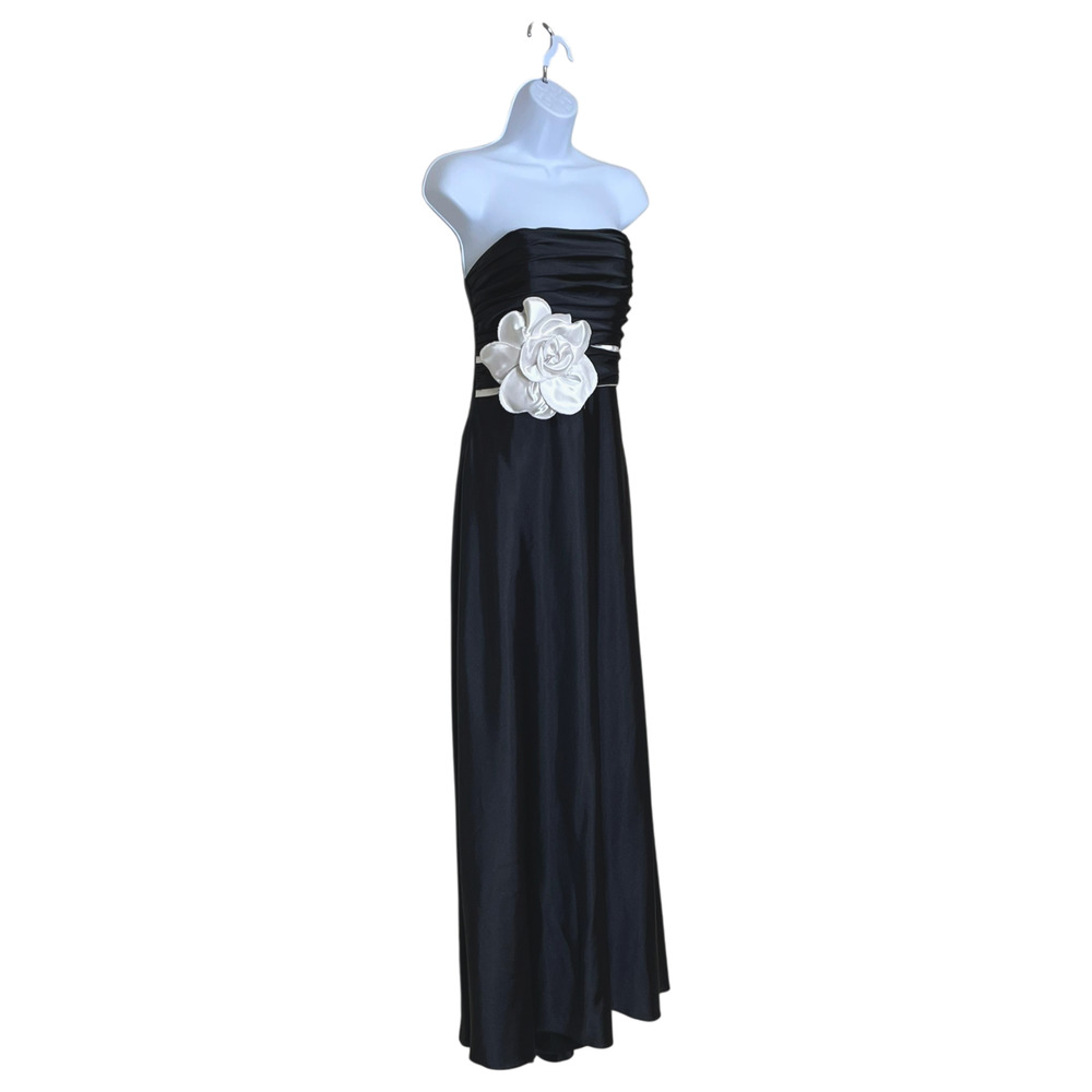 Jessica McClintock Gunne Sax 11 Dress Black Maxi Strapless Gown Prom Formal